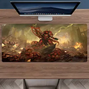 Mecha Battle Scene Large Gaming Mouse Pad, Washable Rubber Extended Desk Mat with Non-Slip Base, Girly Aesthetic Home Office Decor, Office Desk Accessories, Mouse Pads for Desk, Christian Gifts for Women
