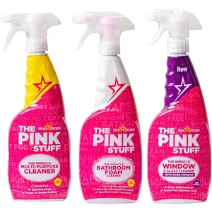 - The Pink Stuff - The Miracle Multi-Purpose Spray, Window & Glass Cleaner, and Bathroom Foam Spray Bundle (1 Multi-Purpose Spray, 1 Window & Glass Cleaner, 1 Foam Spray)