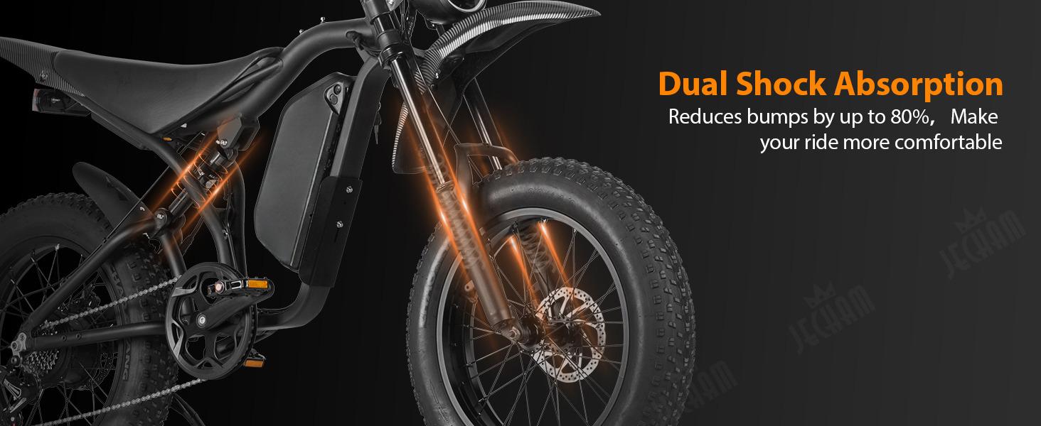 Ebike Peak Power 3000W Full Suspension 42 MPH Top Speed 60 Miles Range 48V 18Ah Battery LED Lights IPX6 Waterproof Hydraulic Brakes for Outdoor Cycling Gift for Adults & Teens