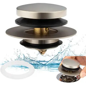 Universal Tip Toe Bath Drain Stopper and Cover, Bathtub Drain Stopper, Replaces Lift and Turn, Tip-Toe and Trip Lever drains for Tub, EZ Installation and Clearing (Brushed Nickel)