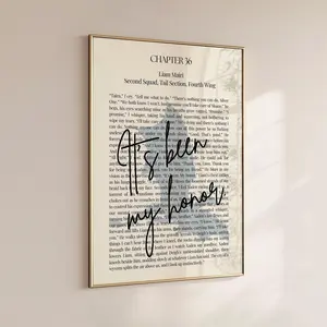[Sale Up To 50%] Rebecca Yarros  'It's Been My Honor'  Fourth Wing Quote  Wall Art  Book Lover Poster  Liam's Last Words  Fourth Wing Poster