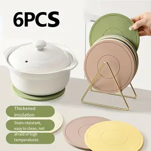 Silicone Heat Insulation Mat 6-Pack, Multi-Functional Non-Slip High Temperature Resistant Coaster, Reusable Kitchen Mat, Heat-Resistant Table Mat, Casserole Mat, Bowl Mat
