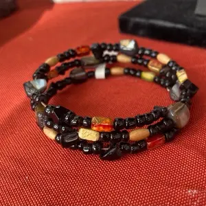 Gorgeous wire wrap beaded bracelet cuff