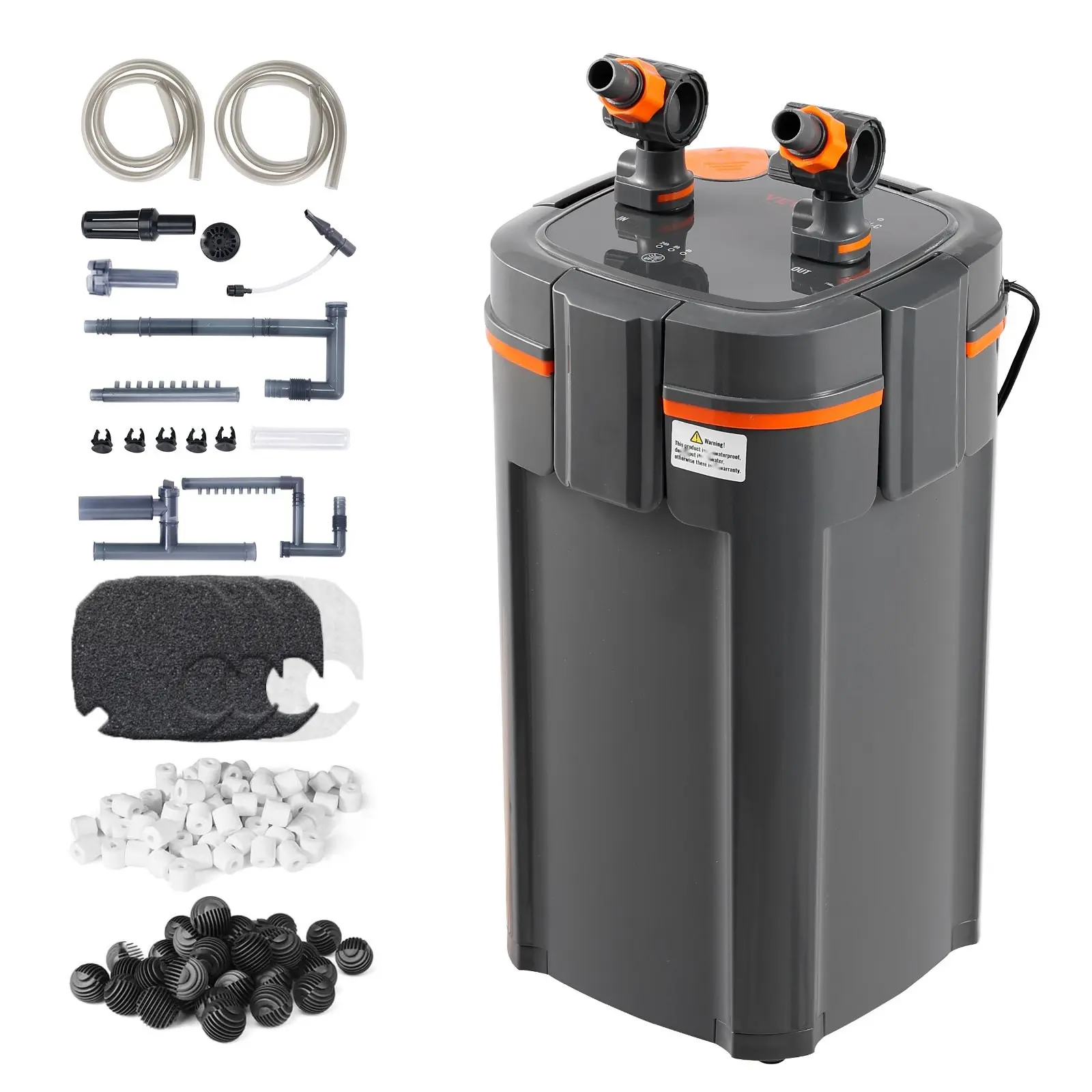Aquarium Canister Filter 317GPH With 4-Stage Filtration For Up To 100 Gallon Tanks, Ultra-Quiet Internal Water Filter With UV Protection, Submersible Power Filter For Fish Tanks, 12W