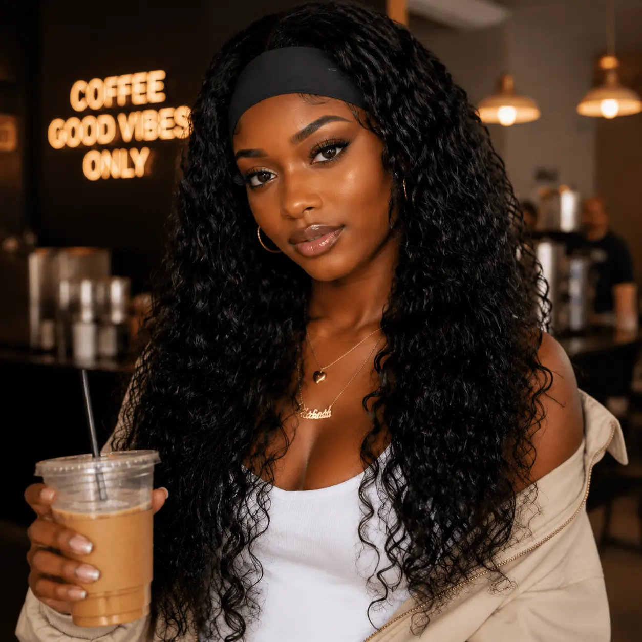 Women's Glueless Black Synthetic Fiber Headband Wig - 26-in Fully Machine-Woven Female Wig, Heat Resistant, Natural Appearance, Suitable for Everyday Wear & Parties, Summervibes, Glueless Hair Wigs