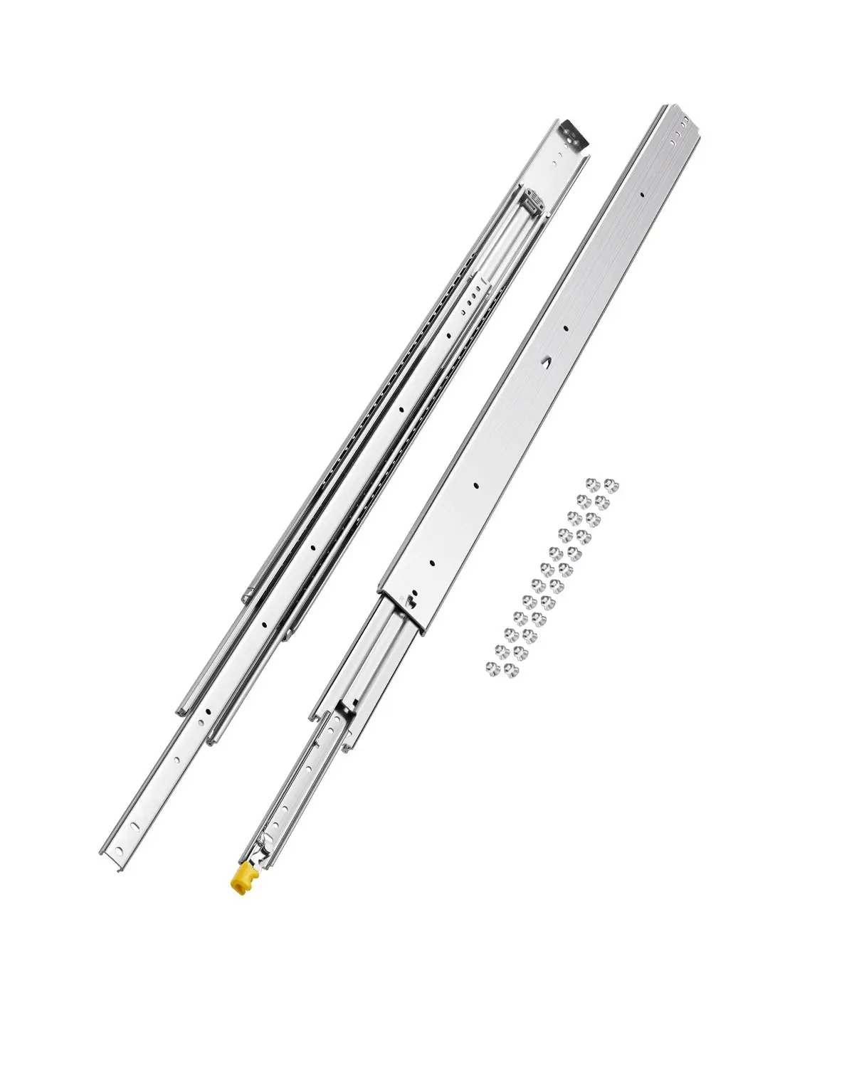 1 Pair Full-Extension Drawer Slides, 48-Inch Length, 500-Pounds Load Capacity, Locking Drawer Slides With Ball Bearing Rails, Side-Mount Cabinet Hardware, Heavy-Duty Drawer Runners For Kitchen, Office, And Workshop