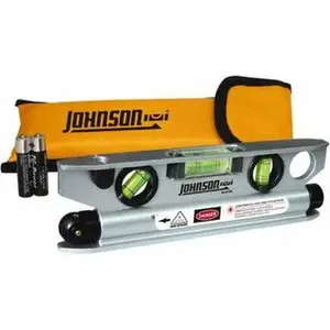 Johnson Level & Tool 1 Beam 100' Max Range Torpedo Laser Level Red Beam, 1/8" at 50' Accuracy, 7-1/2" Long x 2" Wide x 3/4" High, Battery Included 40-6164