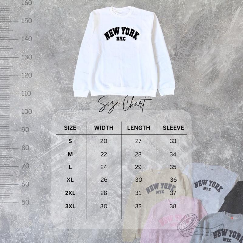 Unisex New York Chenille Patches Embroidery  Regular Fit Long Sleeve Sweatshirt Fall & Winter Daily Wear Outfits Tops Casual Mens Womens Fleece Fabric to keep warm and comfy