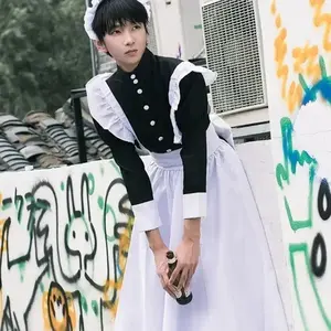 2025halloweenWomen Maid Outfit Long Dress Apron Dress Lolita Dresses Men Clothes Unisex Cafe Costume Cosplay Anime Costumes