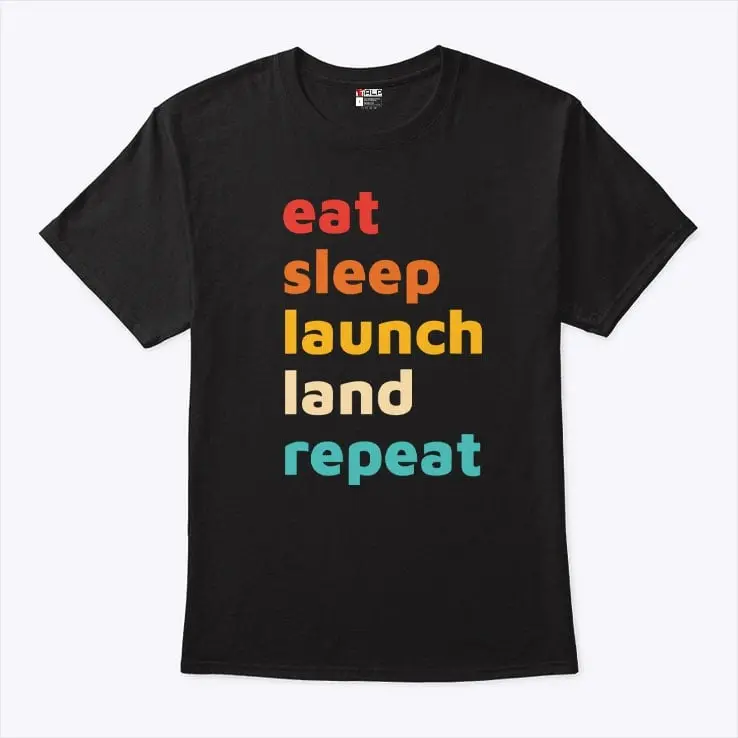 SpaceX Eat Sleep Launch Land Graphic Print T-Shirt - Fitted, Short Sleeve, Crew Neck, Unisex Cotton T-Shirt for Men & Womenswear
