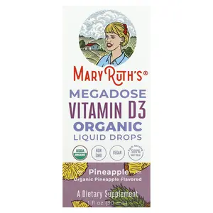 MaryRuth's Megadose Vitamin D3 Organic Liquid Drops, Pineapple, 100 mcg (4,000 IU), 1 fl oz (30 ml)