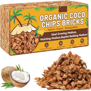 1.1 LB Coco Husk Chips for -   Coconut Coir Chips Brick with Low EC & PH , Compressed Coconut Substrate Coco Chips Mulch Medium for Garden, ,