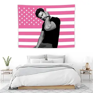 Monochrome Hunk Tapestry, Us Flag Wall Hanging, Knit Style, Casual Decor, Model Xinghao, No Ca Prop 65 Warning