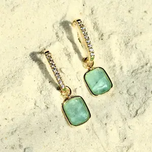 Luxe Cushion Hoops in Sea Glass
