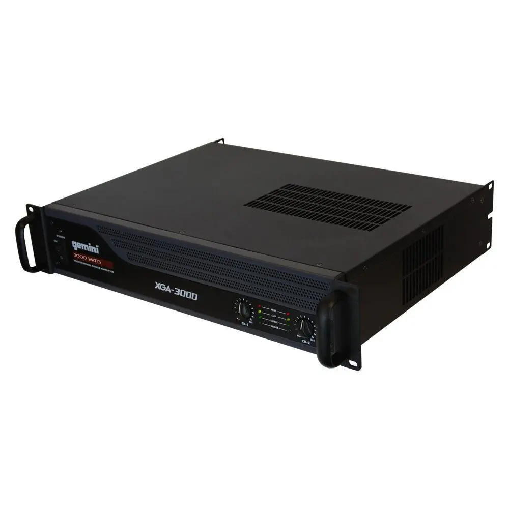 Gemini XGA-3000 Professional 3000W 2-Channel Power Amplifier – Rackmount PA & DJ Amplifier with XLR/RCA Inputs, Bridge Mode, 1100W Bridged Output, Cooling Fan, Clip Limiter, Speak on Outputs for Live Events and Professional Sound Systems