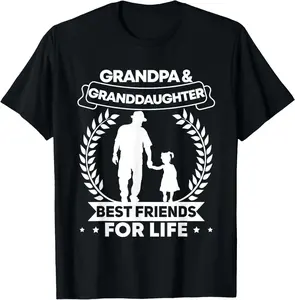 100% cotton Unisex Grandfather Granddaughter Grandpa and Granddaughter Matching T-Shirt