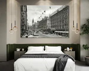 Philadelphia Old Picture Wall Art Black and White Cityscape Large Vintage Print 30x40 Canvas Home Decor for Bedroom or Living Room Classic Urban Design Ornaments Artistic Photo Decoration