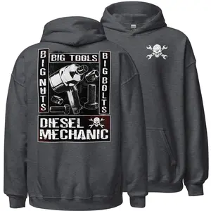 Big Tools Diesel Mechanic Hoodie - Casual Classic Top with Graphic Design, Unisex Fit, Medium Length, Suitable for All Occasions, diesel mechanic hoodies