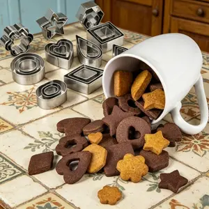 30Pcs Tiny Stainless Steel Cookie Cutter Set with Box, Mini Geometric Molds for Baking, Fruit Cutting & Polymer Clay Crafts, Perfect for Kids