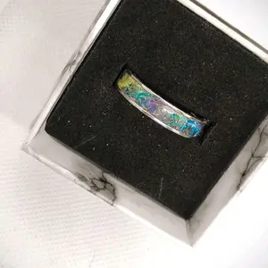 Handcrafted Galaxy Swirl Polymer Clay Resin Ring in Elegant Display Box
