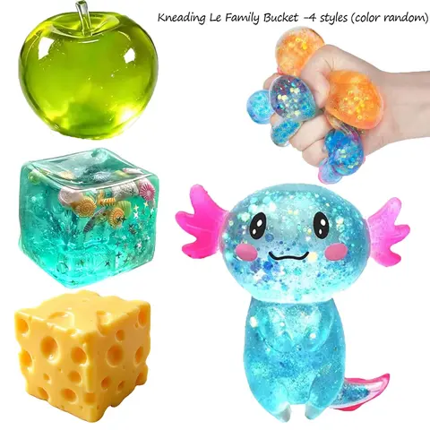 4pcs Soft Clay Toy Set, Tpr and Sponge Squeeze Toys, Stress Relief Plush Toys, Random Colors, Anxiety Relief Sensory Toys for Kids and Adults