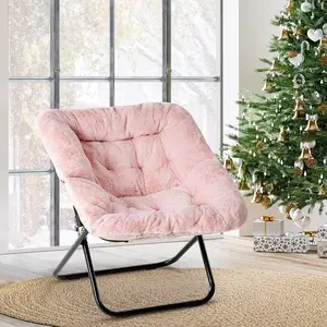 Comfy Chair for Adults, Soft Faux Fur Folding Lounge for Bedroom Living Room Dorm Rooms Flexible Reading Chair for Teens, Large Size Foldable