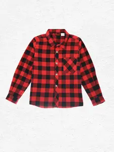 Boys' Flannel Shirt Long Sleeve Cotton Casual Plaid Button-Up Shirt with Pockets, Regular Fit, Comfortable and Stylish