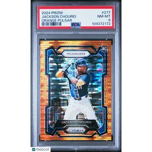 2024 Panini Prizm Jackson Chourio Orange Pulsar #277 PSA 8