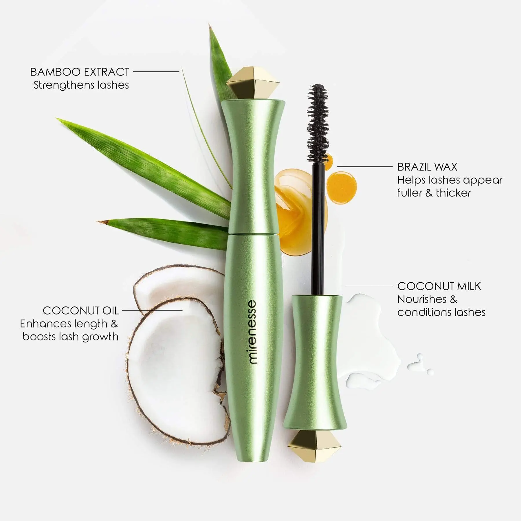 Mirenesse  Organic 24hr Mascara Tubing Black - Winner 13 Best Mascara Awards Makeup Eyelash Cosmetic long-lasting wear