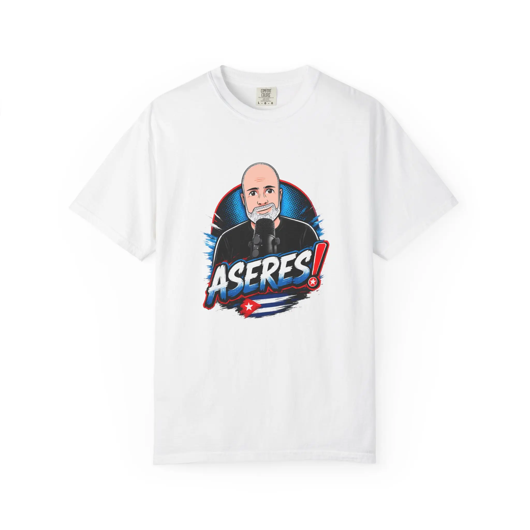 Asere! Cartoon Host Portrait T-shirt | Retro Microphone Graphic