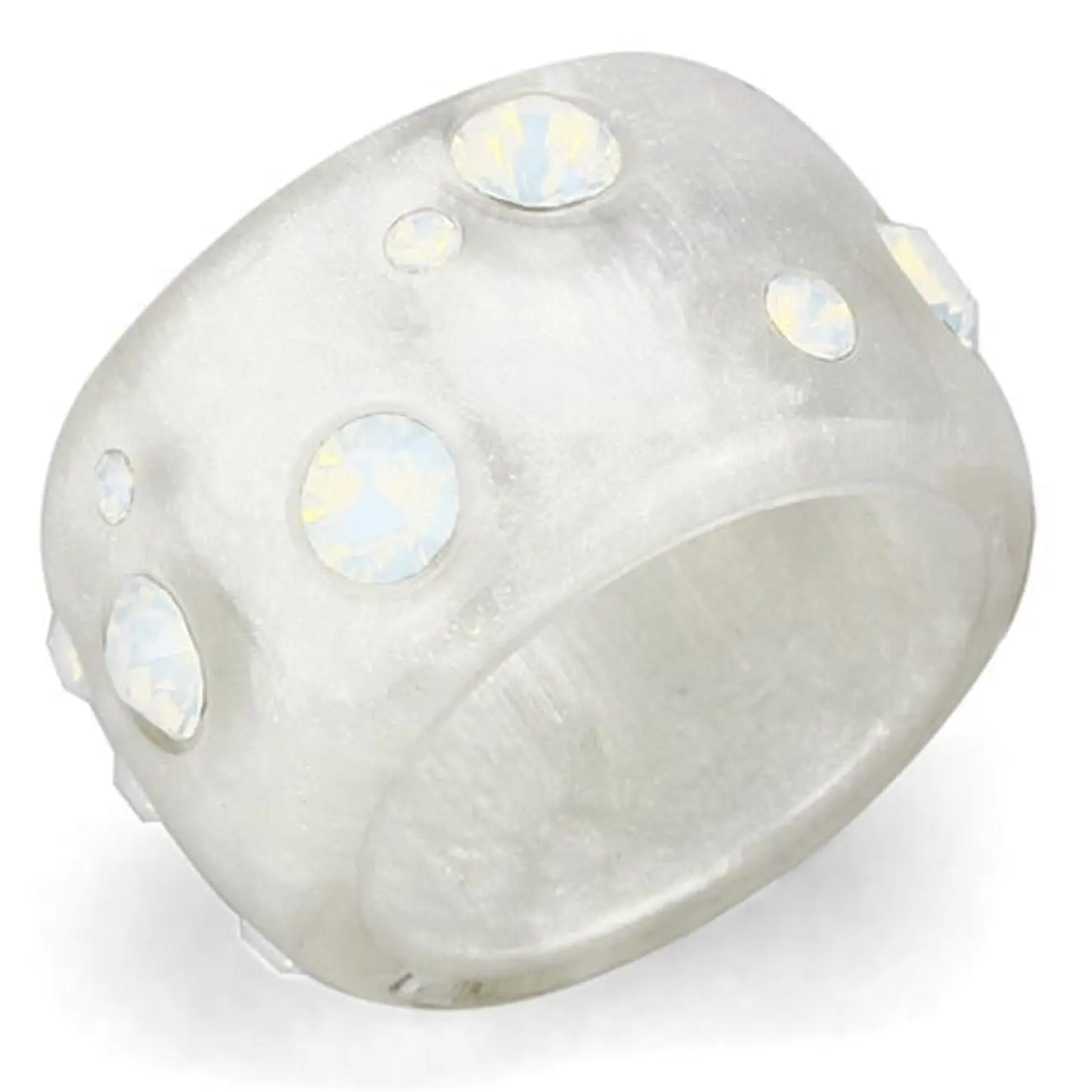 Alamode VL078-10 Women Resin Ring with Top Grade Crystal in Aurora Borealis Rainbow Effect - Size 10