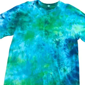 Blue-green Crystal Tie Dye T-Shirt - Premium American Grown SUPIMA Cotton Casual Summer Shirt