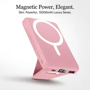 Podoru Wireless Charger with Foldable Stand, 10000mAh for MagSafe Magnetic Portable Battery Pack with USB-C Cable for iPhone 17/16/15/14/13/12 Series