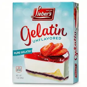 LIEBERS Unflavored Gelatin Sugar Free Pure Gelatin Powder Kosher Gluten Free 1 Oz Box 2 Packets for Desserts Baking Cooking - Snack