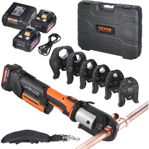 VEVOR ProPress Tool, 18V Electric Pipe Crimping Tool for 1/2", 3/4", 1", 1 1/4", 1 1/2", 2" Copper Pipes, Press Tool Kit with Brushless Motor, 6 Pro Press Jaws, 2pcs 4AH Battery