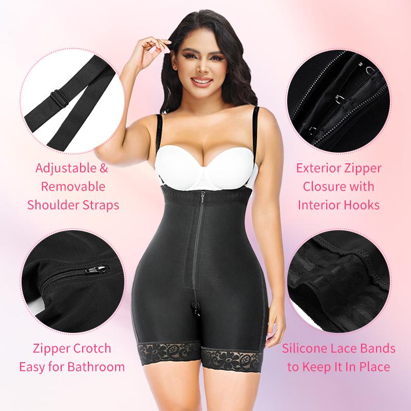 Curvy-faja Compression Shapewear with Open Bust and Zipper for Tummy Control - Womenswear, Underwear Fabric High Waisted