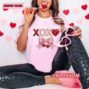 Faux Rhinestone XOXO BOW Comfort Color T-shirt