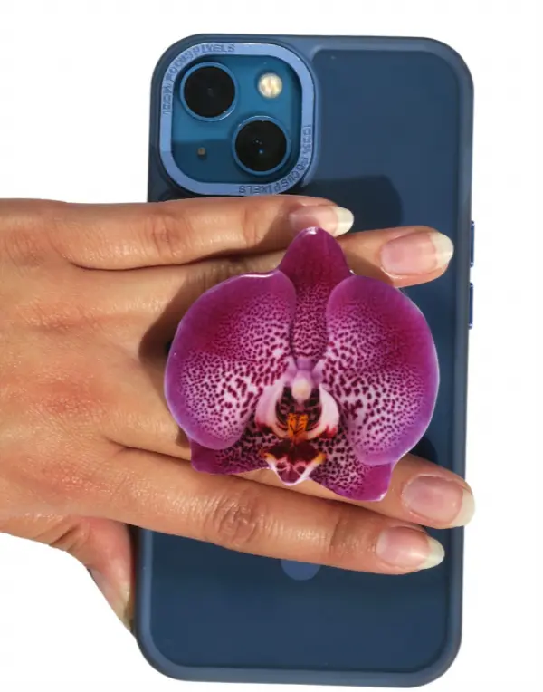 Rainbow Summer White and Purple Orchid Blossom Flower Magnetic Pop Socket Phone Grip Summer Szn Tropical Flower Floral Vibrant Color Phone Grip Popsocket