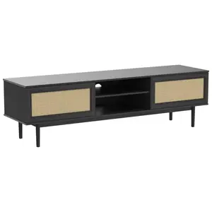 Empune TV Stand, Rustic Modern Industrial Television Stand for 60/65/70 inch TV, Fluted Entertainment Center with Storage, Wood Media Console Credenza Cabinet Table (Oak 64" TV Stand)