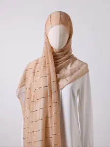 Women's Minimalist Elegant Striped Pattern Hijab Scarf For Muslim, New Style Soft Comfortable Shawl, Fashionable Scarf for Daily Wear