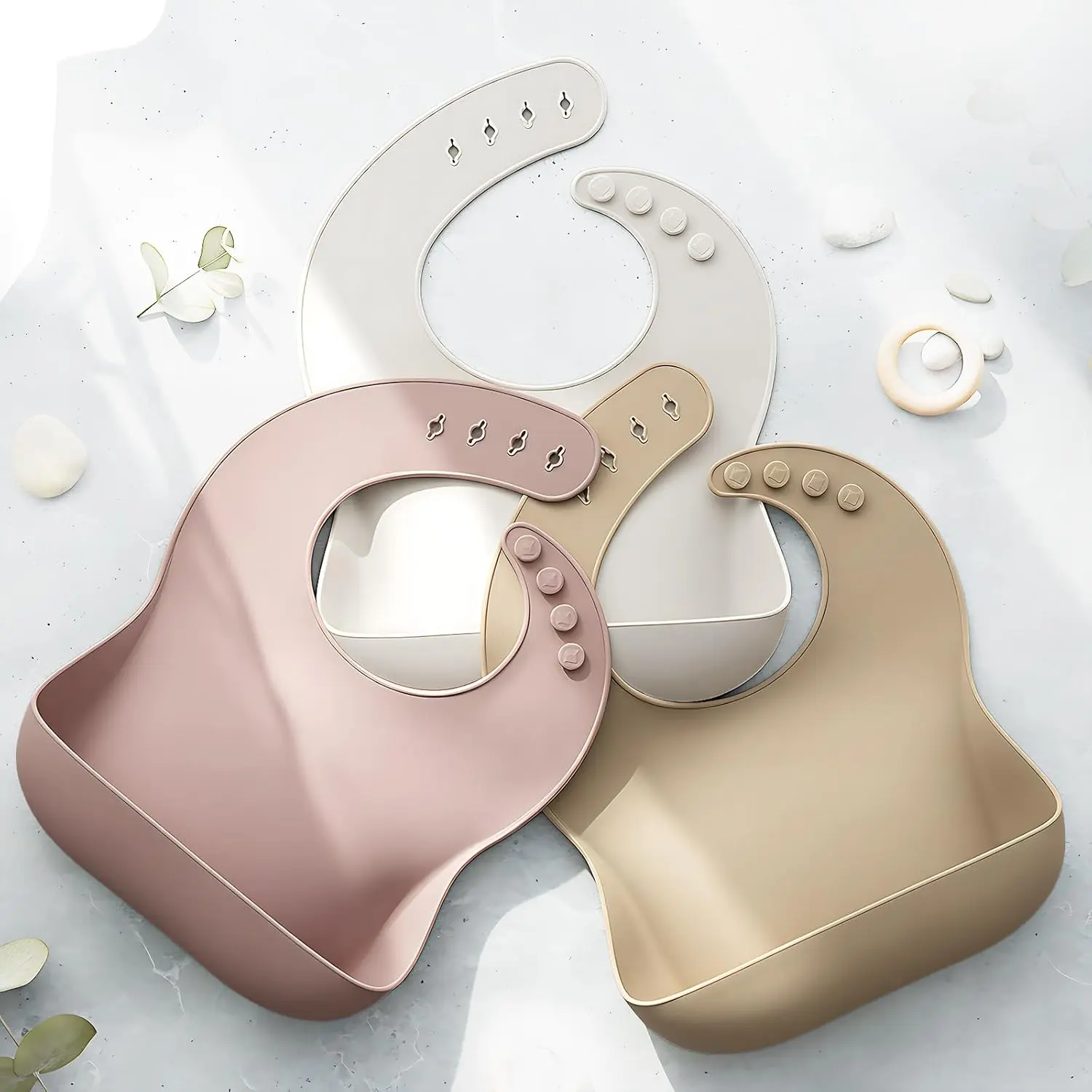 Tiny Marvels Silicone Bibs for Babies with Food Catcher Pocket, Adjustable Waterproof Feeding Bib for Infants & Toddlers, Soft BPA-Free Easy Clean Bib for Everyday Meals