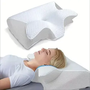 Butterfly-shaped rolled memory foam neck pillow, butterfly-shaped slow-rebound pillow for home use, hotel cervical spine support pillow