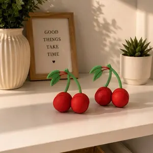 Sensory Cherry Clicker - Red Cherry Design with Green Leaves, Ideal for Clicker Use
