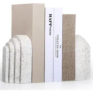 Heavy Duty Book Ends for Shelves, Decorative Book Stopper for Shelves, Resin Decor Bookends for Heavy Books, Modern Pleasing Layered Arch Design Aesthetic Bookend for Bookshelf, Home, Office