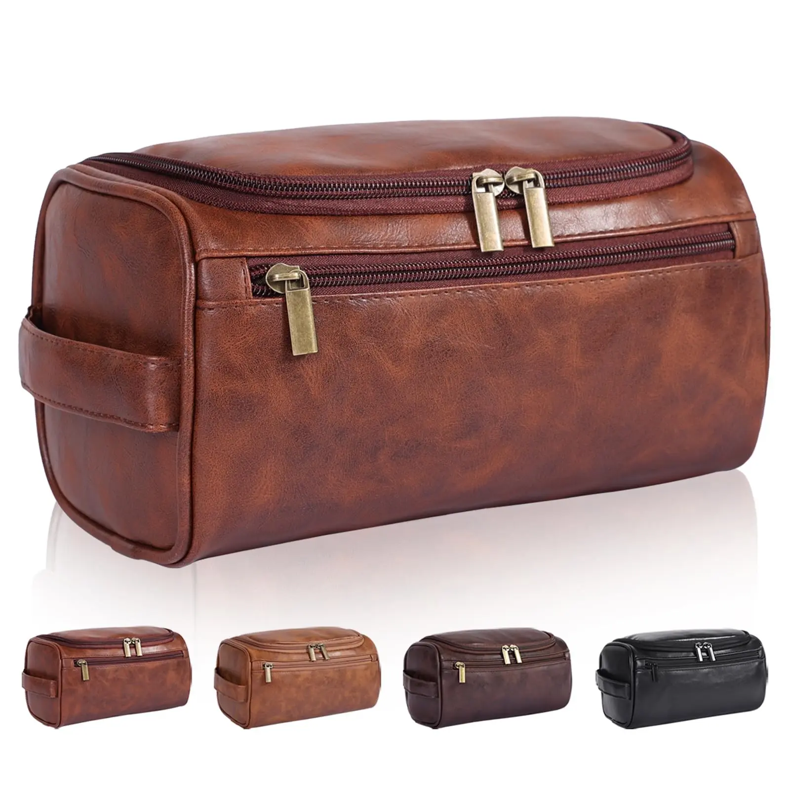 Toiletry Bag for Men, Hanging Travel Shaving Dopp Kit for Men and Women, Water-resistant Toiletries Organizer Bags, PU Leather Cosmetic Bags Makeup Pouch, Anniversary Gift, Travel Essentials
