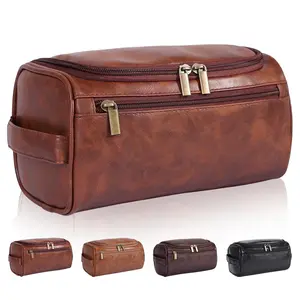 Toiletry Bag for Men, Hanging Travel Shaving Dopp Kit for Men and Women, Water-resistant Toiletries Organizer Bags, PU Leather Cosmetic Bags Makeup Pouch for Makeup Accessories Toiletry Bag for Groomsman, Cosmetics Bag, Cosmetic Pouches, Anniversary Gift