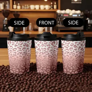 1 Piece Stainless Steel Coffee Cup Thermos, Leopard Print Design, Dual-Layer Vacuum Sealed, Portable Insulated Mug for Outdoor Travel