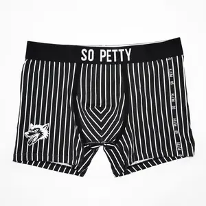 So Petty Lone Wolf Trunks - Striped Above The Knee Summer Menswear Short Trunks with Bold Wolf Design and Supportive Fit