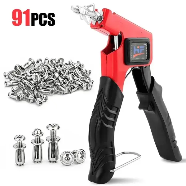 91PCS Heavy Duty Jack Nut Kit with Setting Tool, M4 M5 M6 Petal Rivet Nuts & Metal Cavity Wall Anchors for Thin Metal Sheet, Hollow Doors, Drywall & Automotive Repair