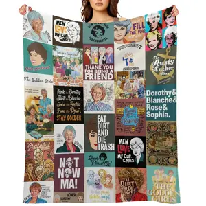 Retro Girls Golden Friendship Quote Themed Blanket - Colorful Patchwork Grid Design Soft All-Season Bedspread Car Couch Flannel Throw Gift for Fans, Women & Men Home Decor